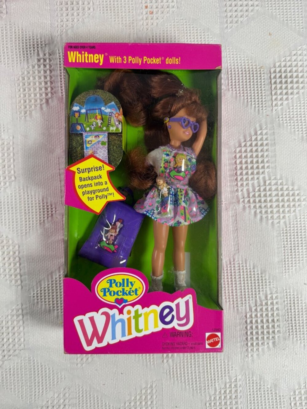 Polly Pocket Whitney Doll w Mini Playground Backpack 1994 Mattel 12983 NIB